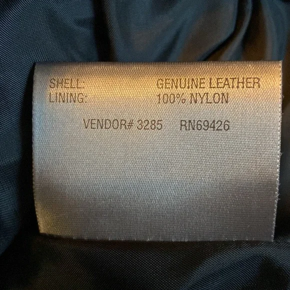 Black genuine leather blazer style button front jacket - Picture 8 of 9